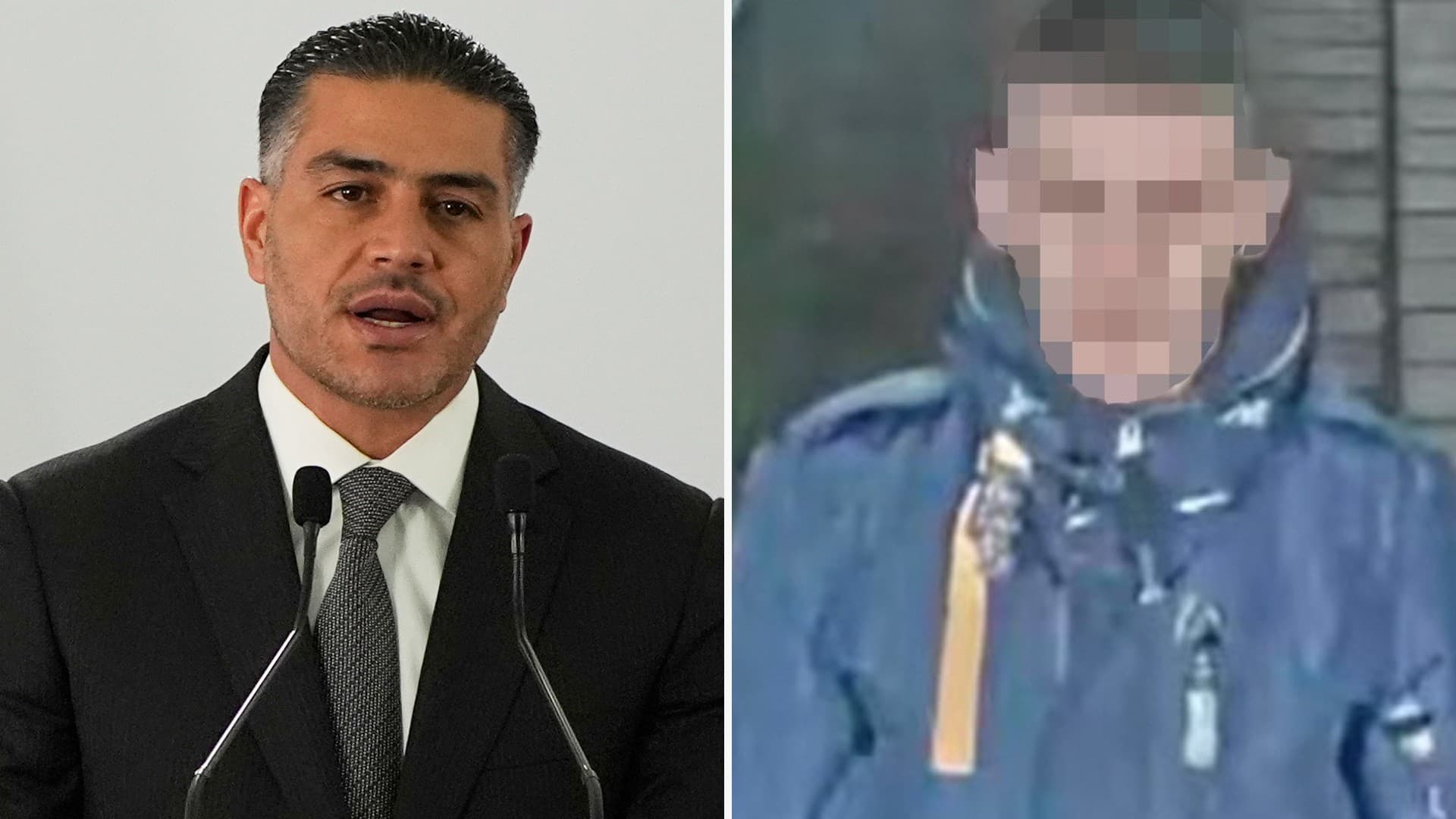 Mexikos säkerhetsminister Omar Garcia Harfuch och ”Greken”