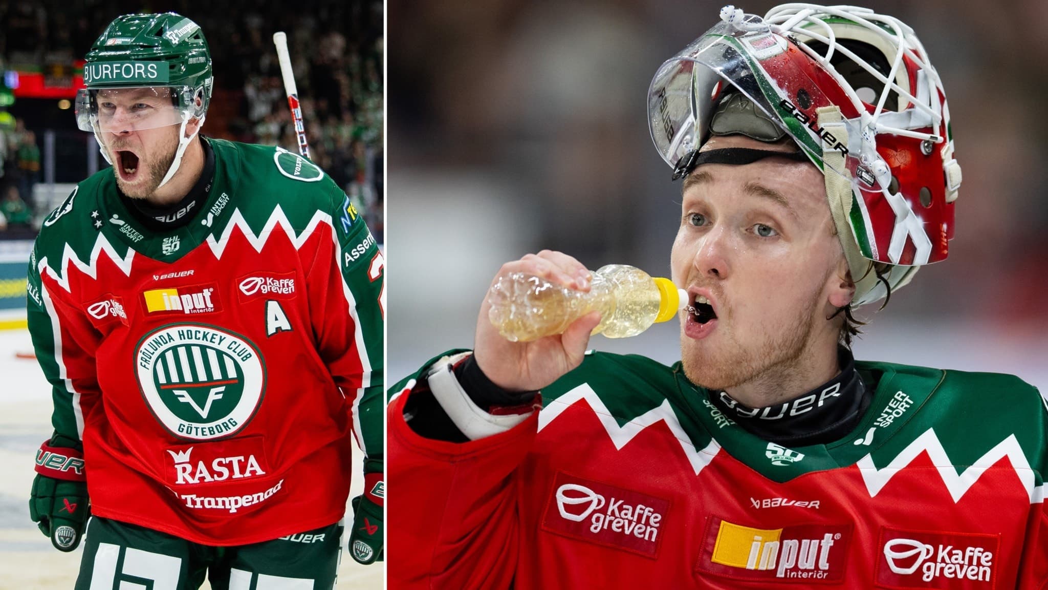Frölundas Christian Folin och målvakten Tobias Normann.