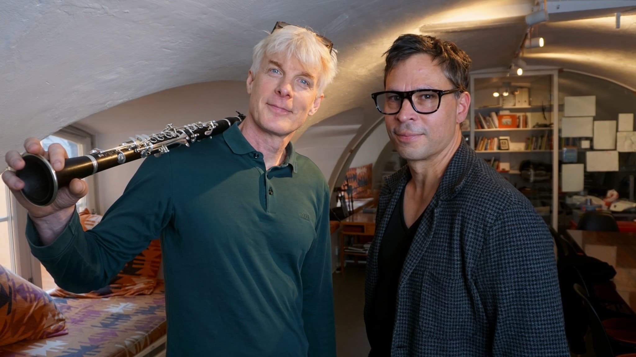 Martin Fröst, klarinettist, och Martin Wicklin, programledare.