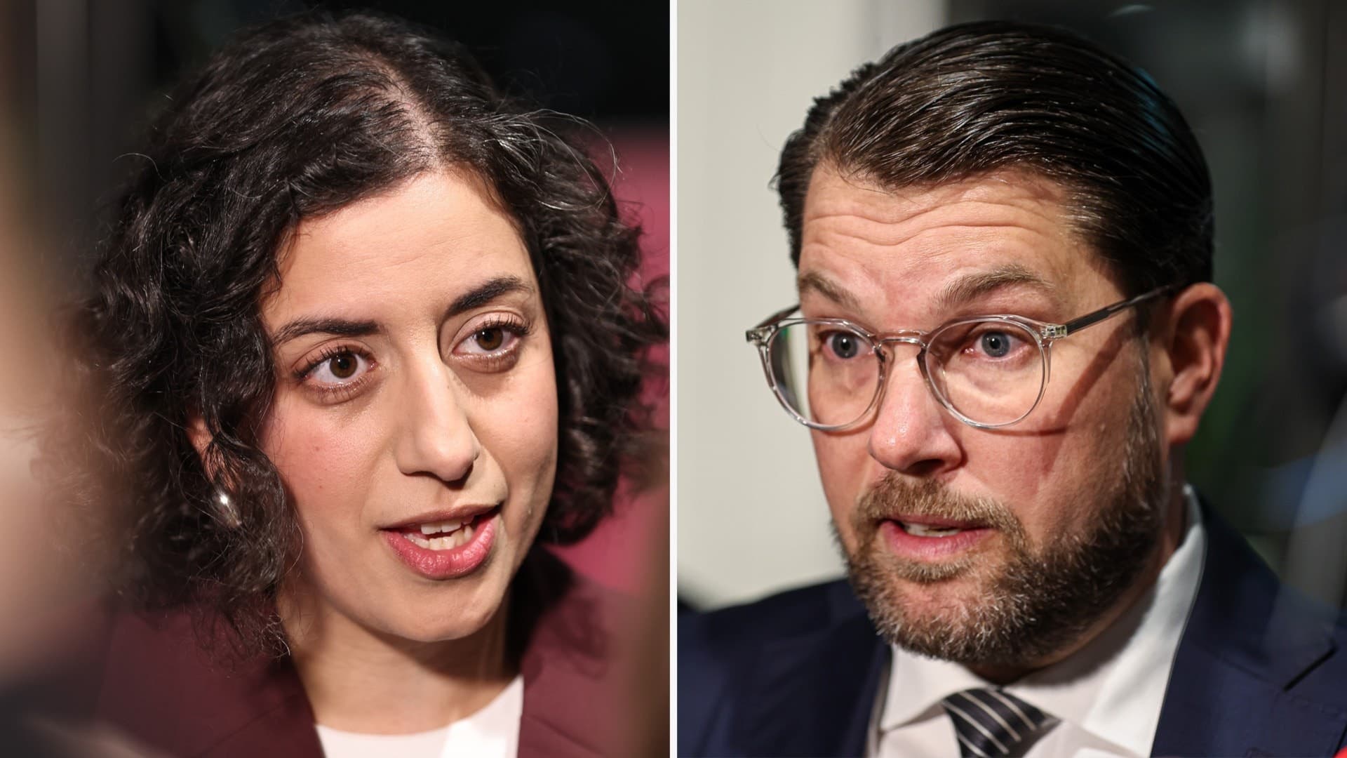 Till vänster: Simona Mohamsson (L). Till höger: Jimmie Åkesson (SD).